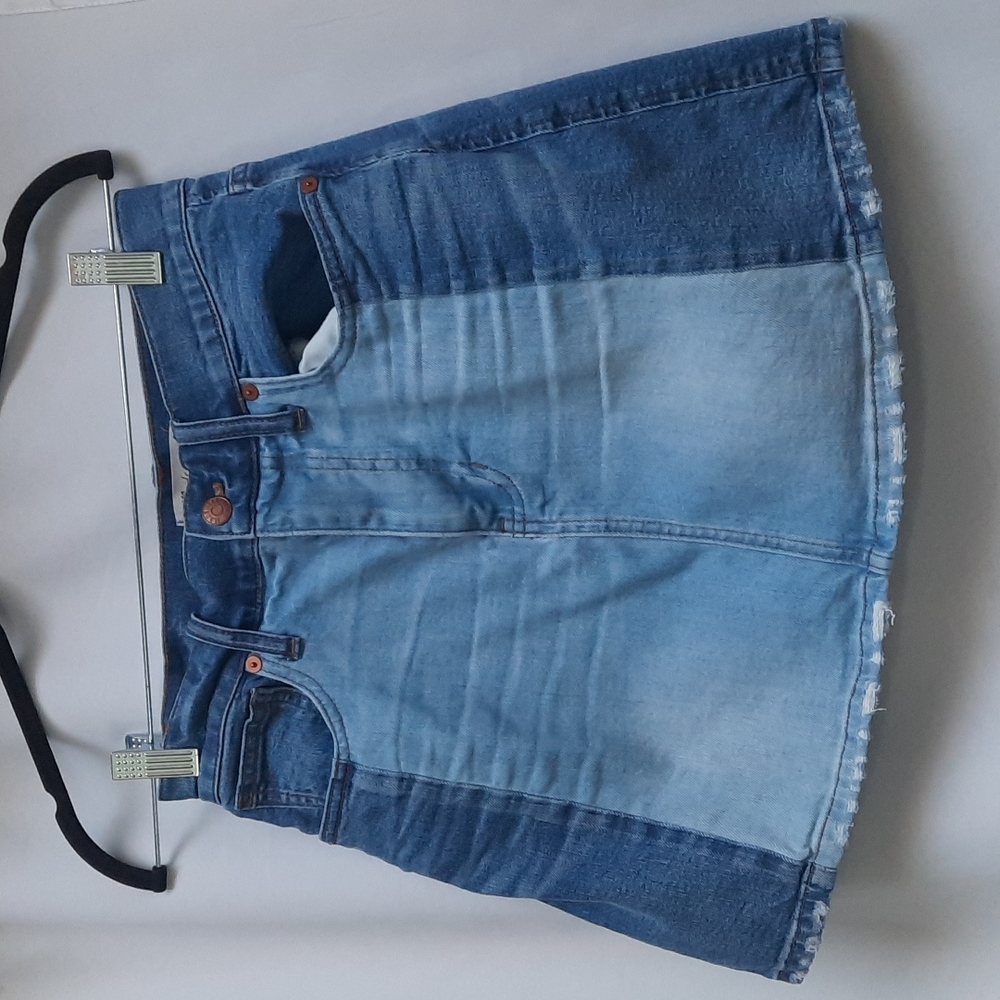Madewell Pieced McCarren Raw-Hem Jean Skirt